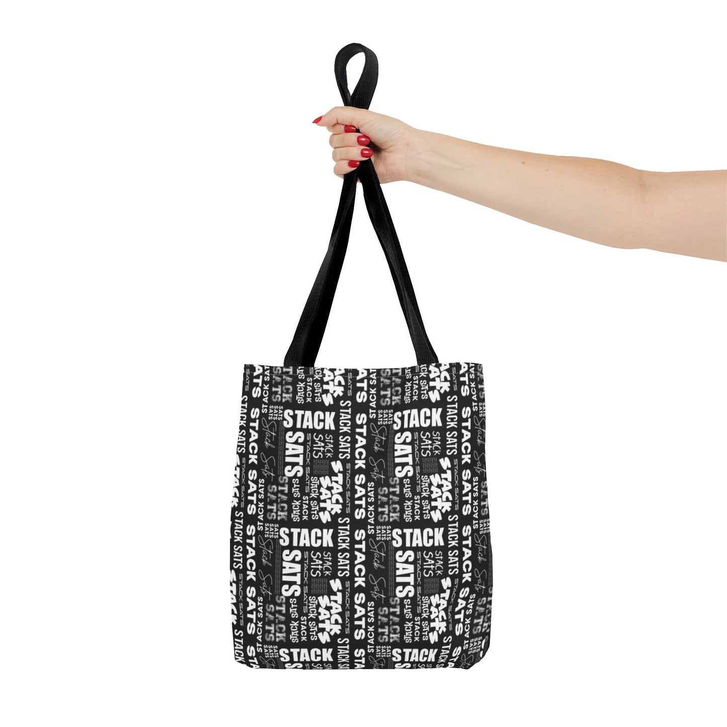 Stack Sats Black and White Tote Bag