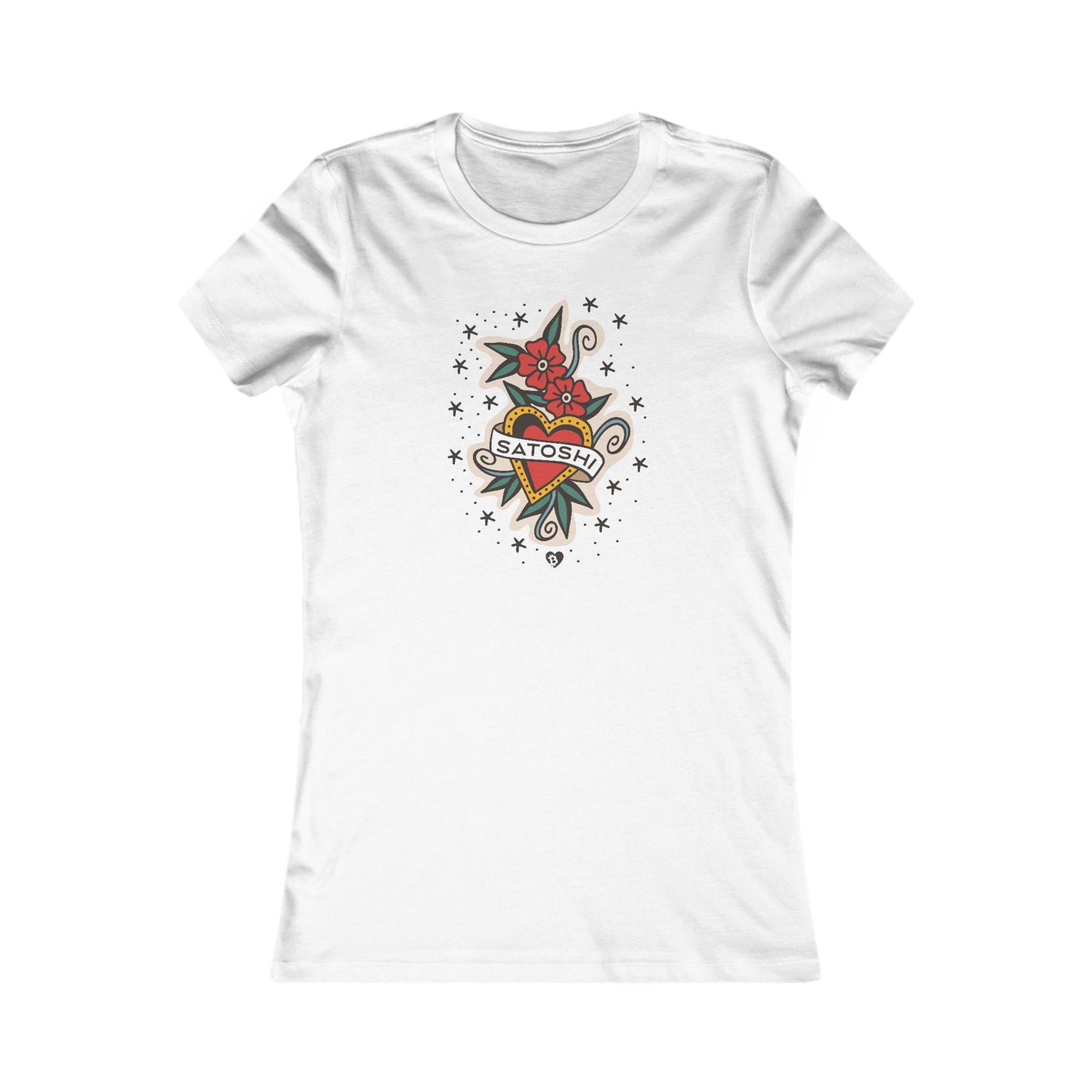 Camiseta ajustada para mujer con tatuaje de Satoshi