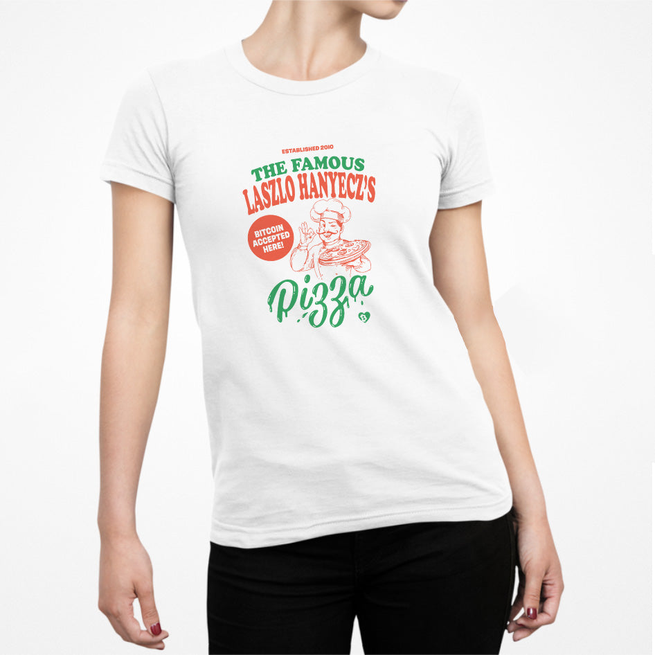 Camiseta ajustada de pizzería Bitcoin