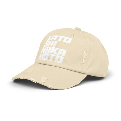 Gorra desgastada con estampado cúbico de Satoshi Nakamoto (STEALTH)