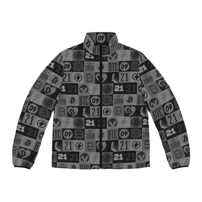 Black Bitcoin Journey Men's Puffer Jacket