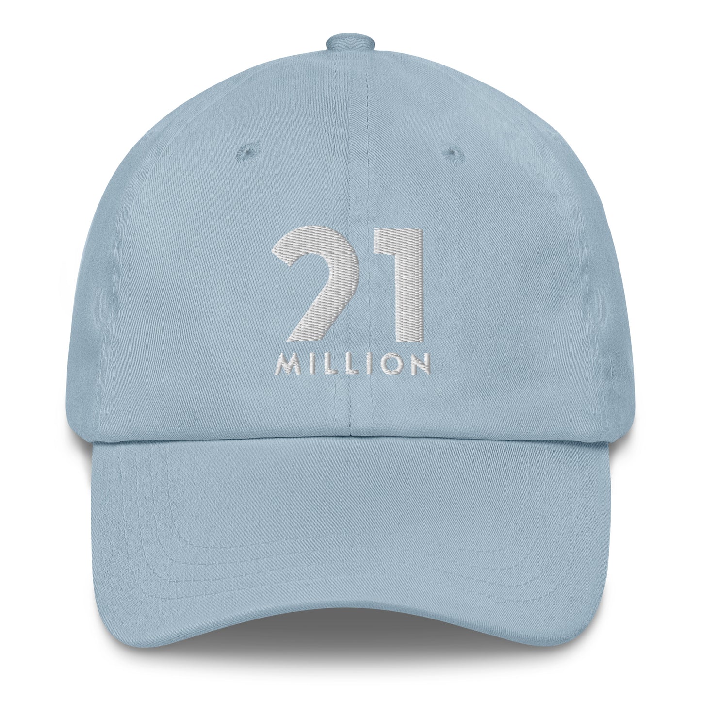 Light blue cap with '21 Million' text on a white background