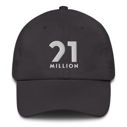 dark grey cap with '21 Million' logo on a white background
