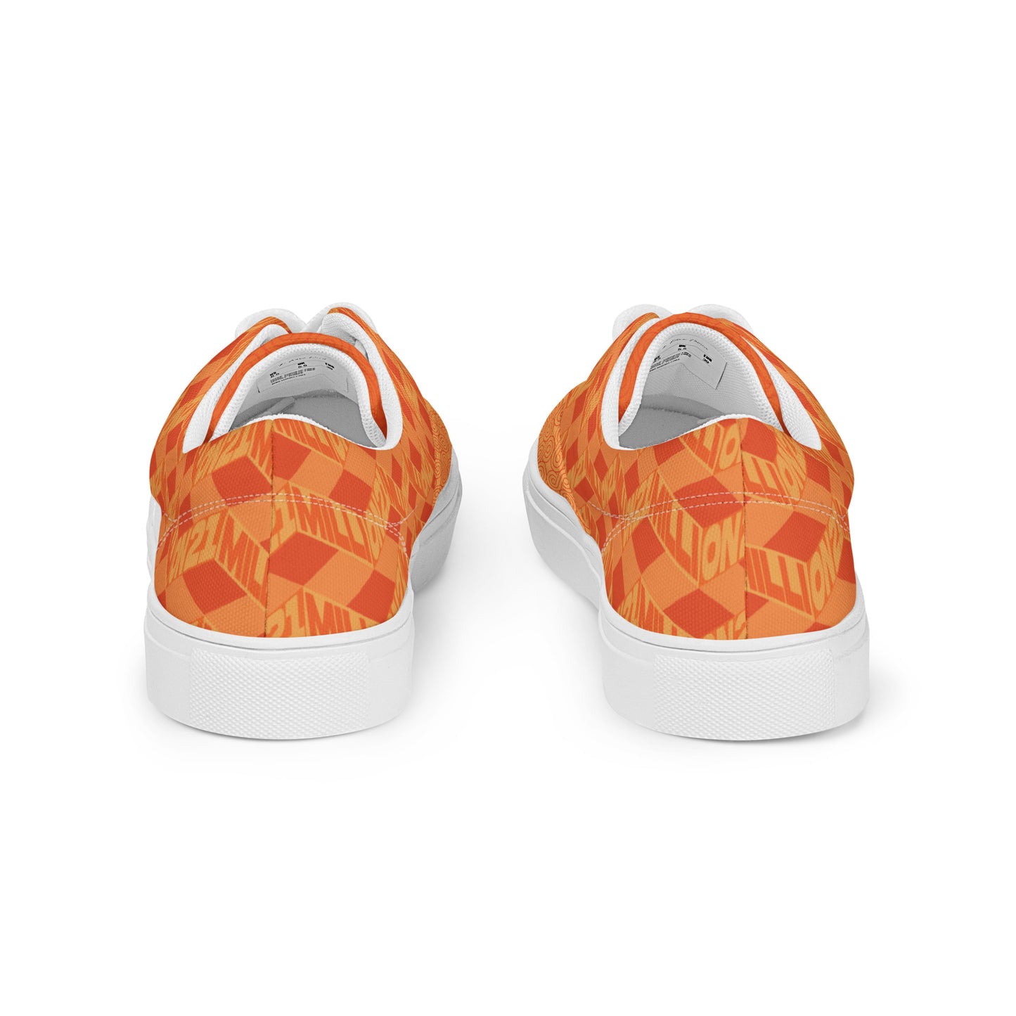 Orange patterned sneakers on a white background