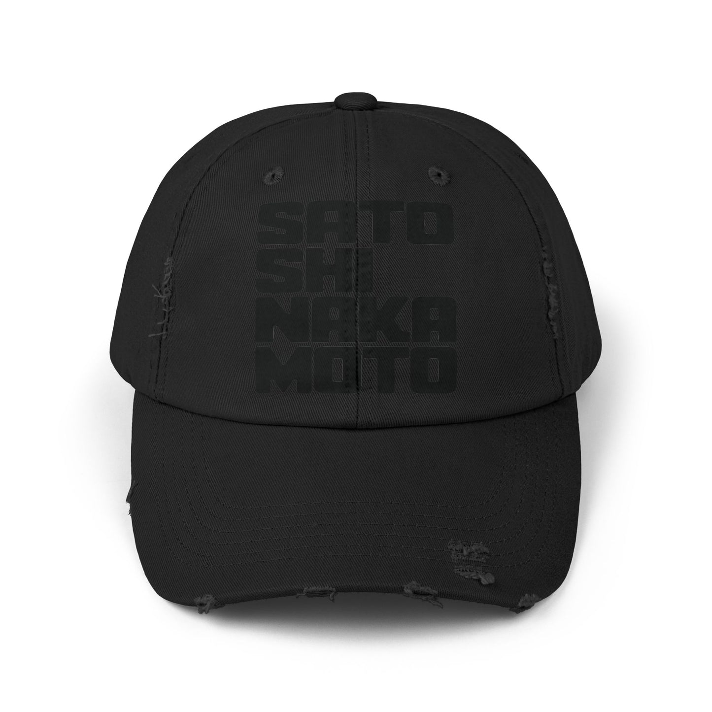 Gorra desgastada con estampado cúbico de Satoshi Nakamoto (STEALTH)