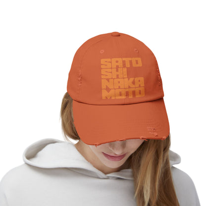Gorra desgastada con estampado cúbico de Satoshi Nakamoto (STEALTH)