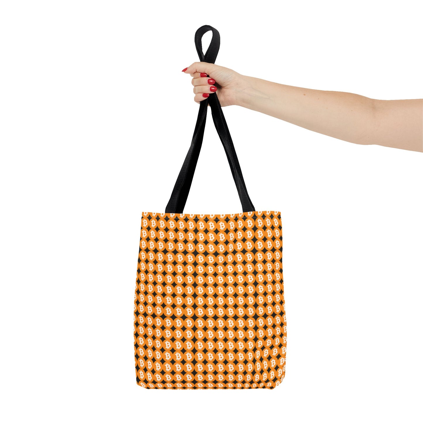 Mini bolsa de mano con símbolos de Bitcoin 