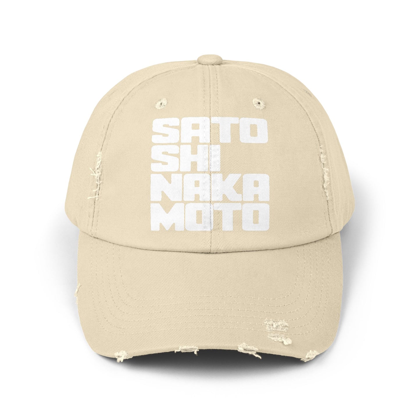 Gorra desgastada con estampado cúbico de Satoshi Nakamoto (STEALTH)