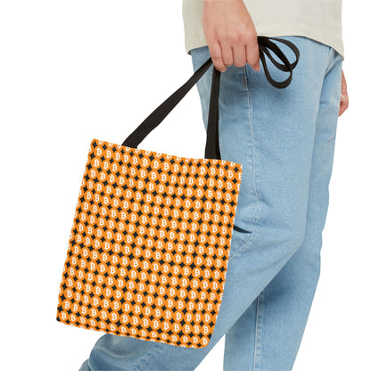Mini bolsa de mano con símbolos de Bitcoin 