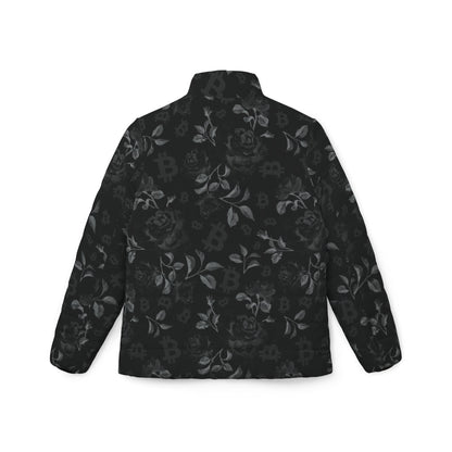 Black Stack Roses Bitcoin Women’s Puffer Jacket