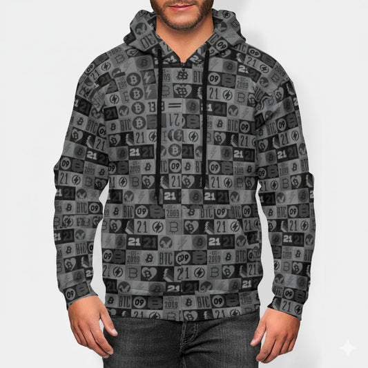 Black and Grey Bitcoin Journey Zip Hoodie