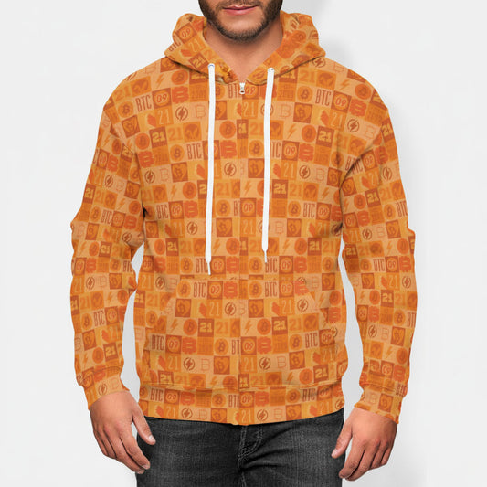 Orange Bitcoin Journey Zip Hoodie