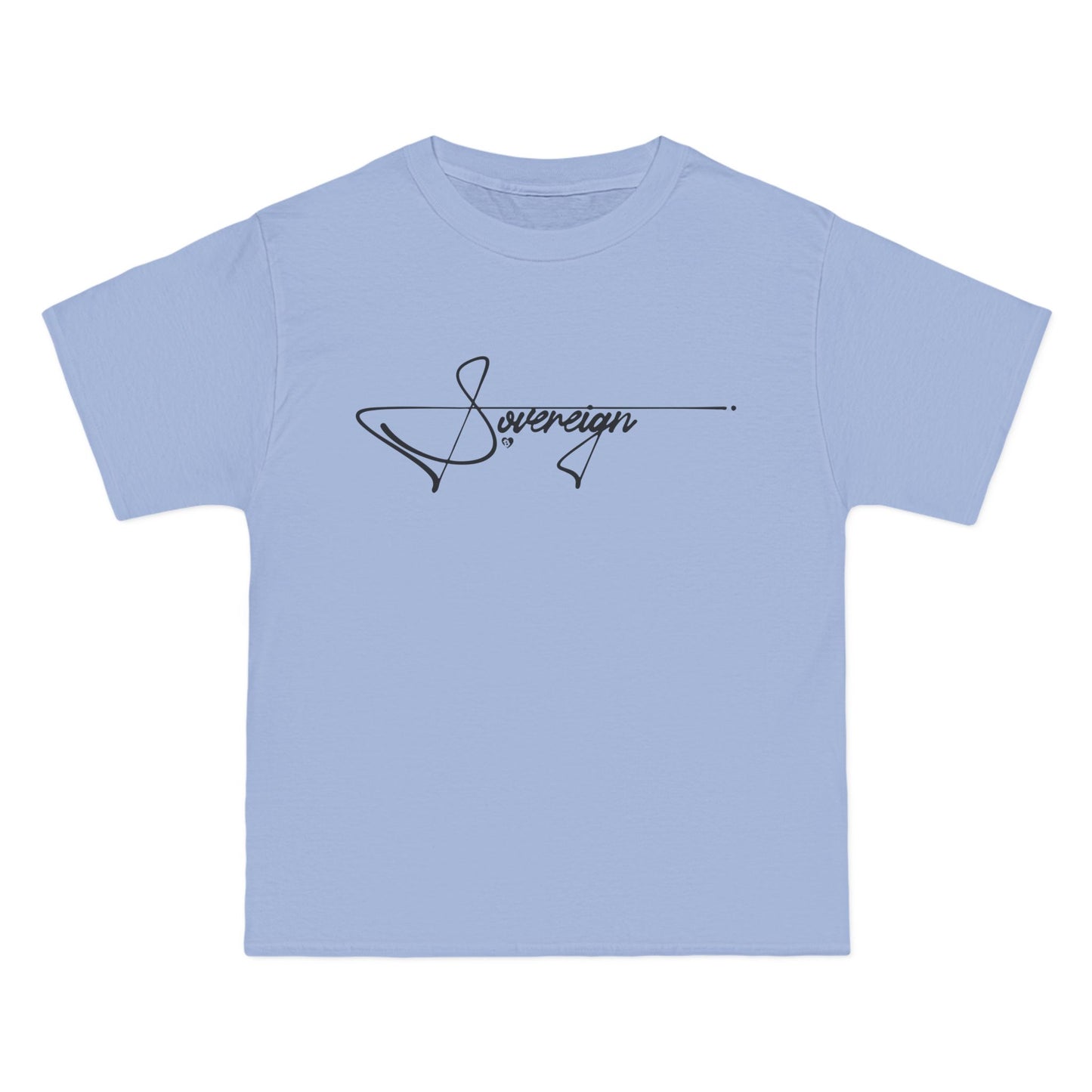 Light blue t-shirt with 'Sovereign' logo on a white background