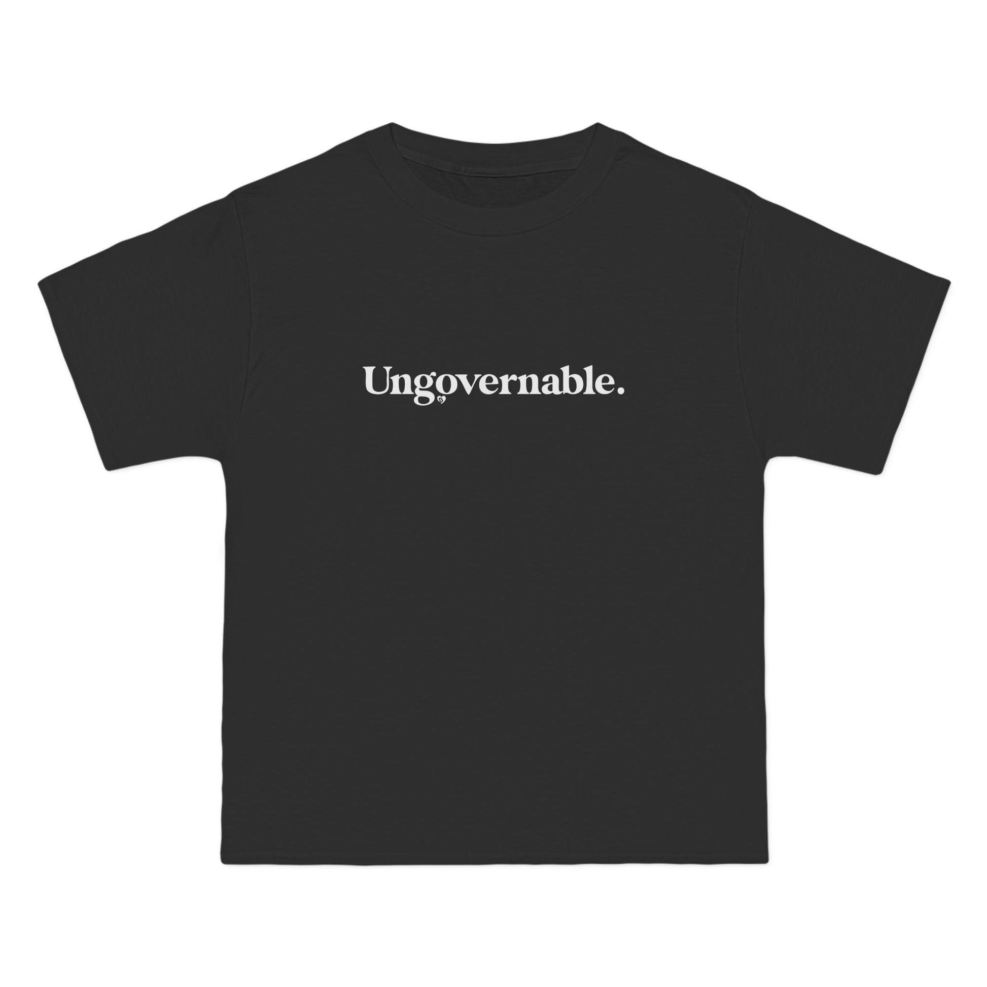Black t-shirt with 'Ungovernable' text on a white background