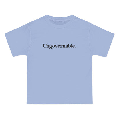 Light blue t-shirt with 'Ungovernable.' text on a white background