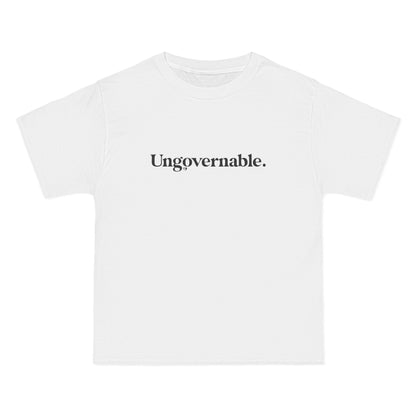 White t-shirt with 'Ungovernable.' text on a white background