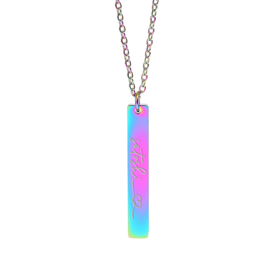 satoshi Necklace with a colorful pendant on a white background