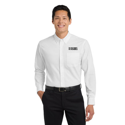Fix the money. Fix the world. Fact. Long Sleeve Collared Shirt