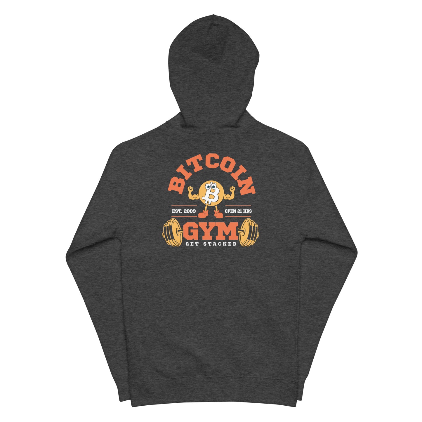 Sudadera con capucha y cremallera unisex Bitcoin Gym