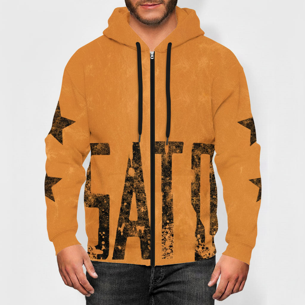 Orange Satoshi Nakamoto Flip Zip Hoodie