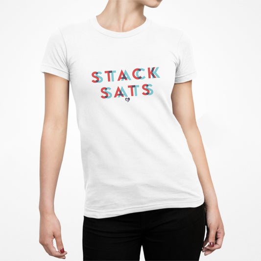 3D Glasses Stack Sats' Bitcoin Slim Fit T-Shirt