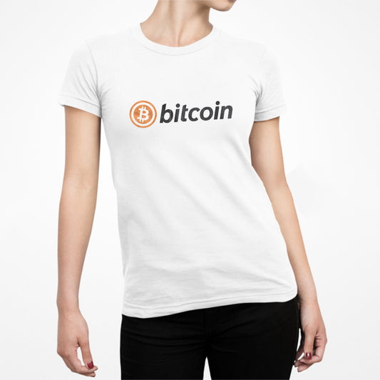 Camiseta ajustada para mujer con fotocopia del logotipo de Bitcoin