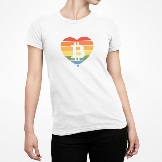 Camiseta ajustada Bitcoin Rainbow OG para mujer