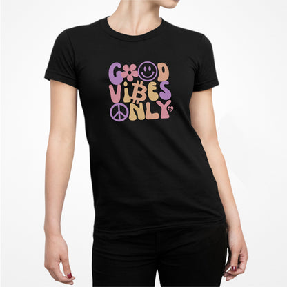 Camiseta ajustada para mujer "Good Vibes Only Bitcoin"