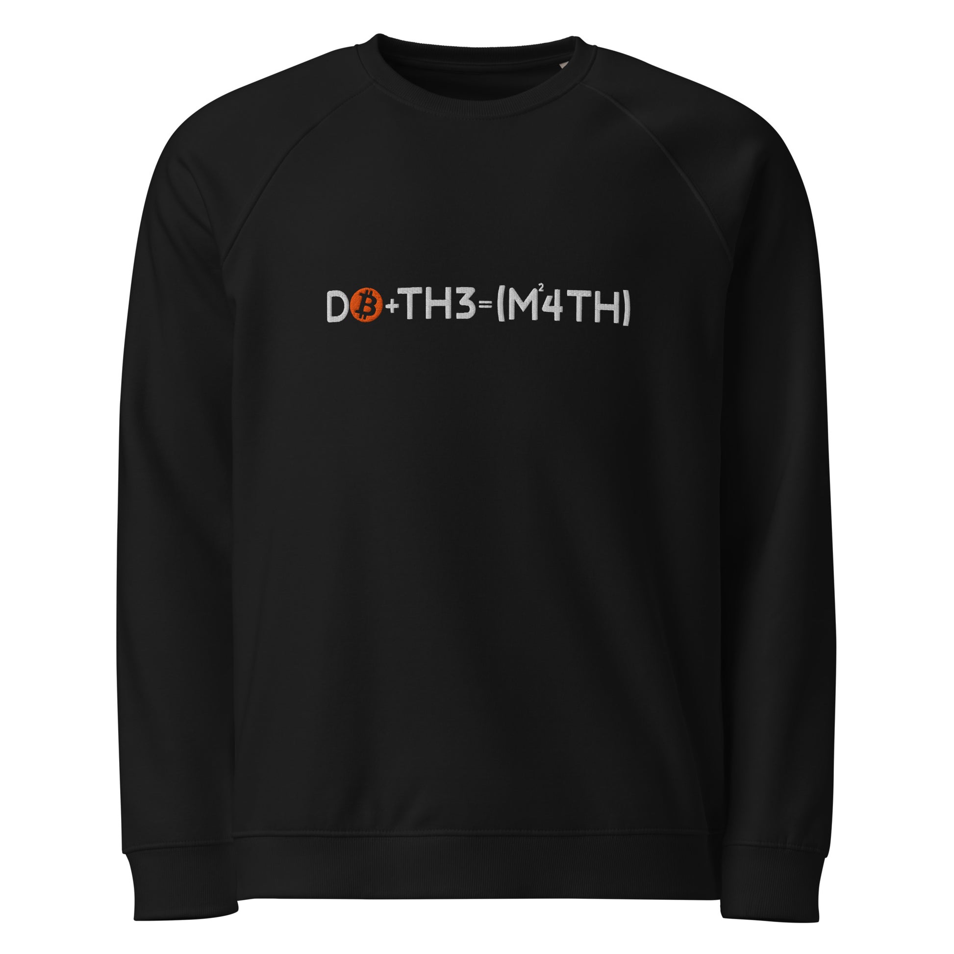 Black sweatshirt with text do the math bitcoin design on a white background