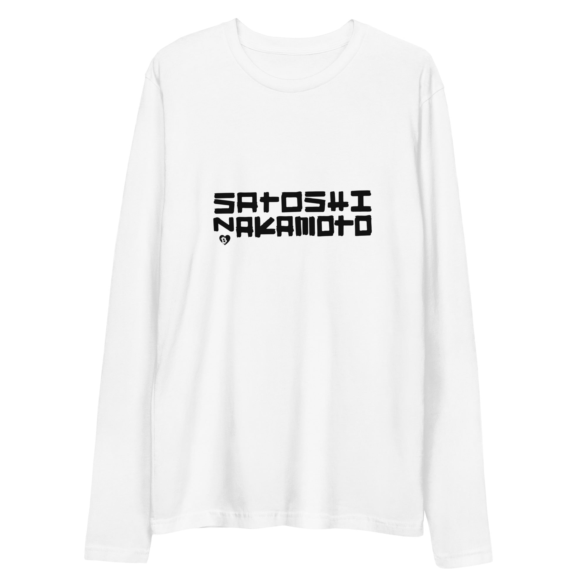 Satoshi Nakamoto on the Street. Long Sleeve Fitted Crew – Sats Made