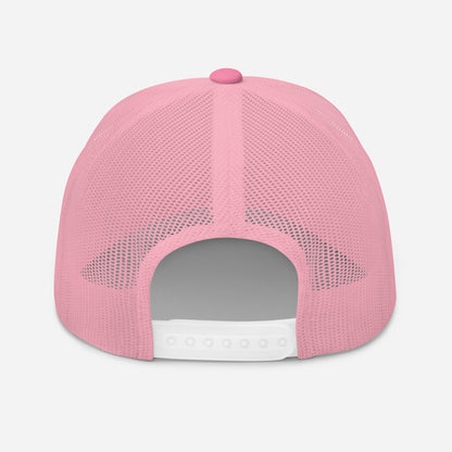 Pink mesh cap on a light gray background
