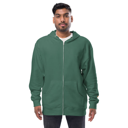 Man wearing a green hoodie on a white background